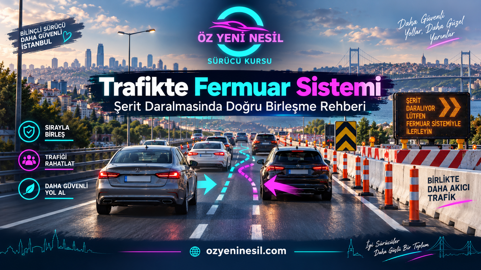 Trafikte Fermuar Sistemi Nedir? Şerit Daralmasında Doğru Birleşme ve İstanbul Sürüş Rehberi