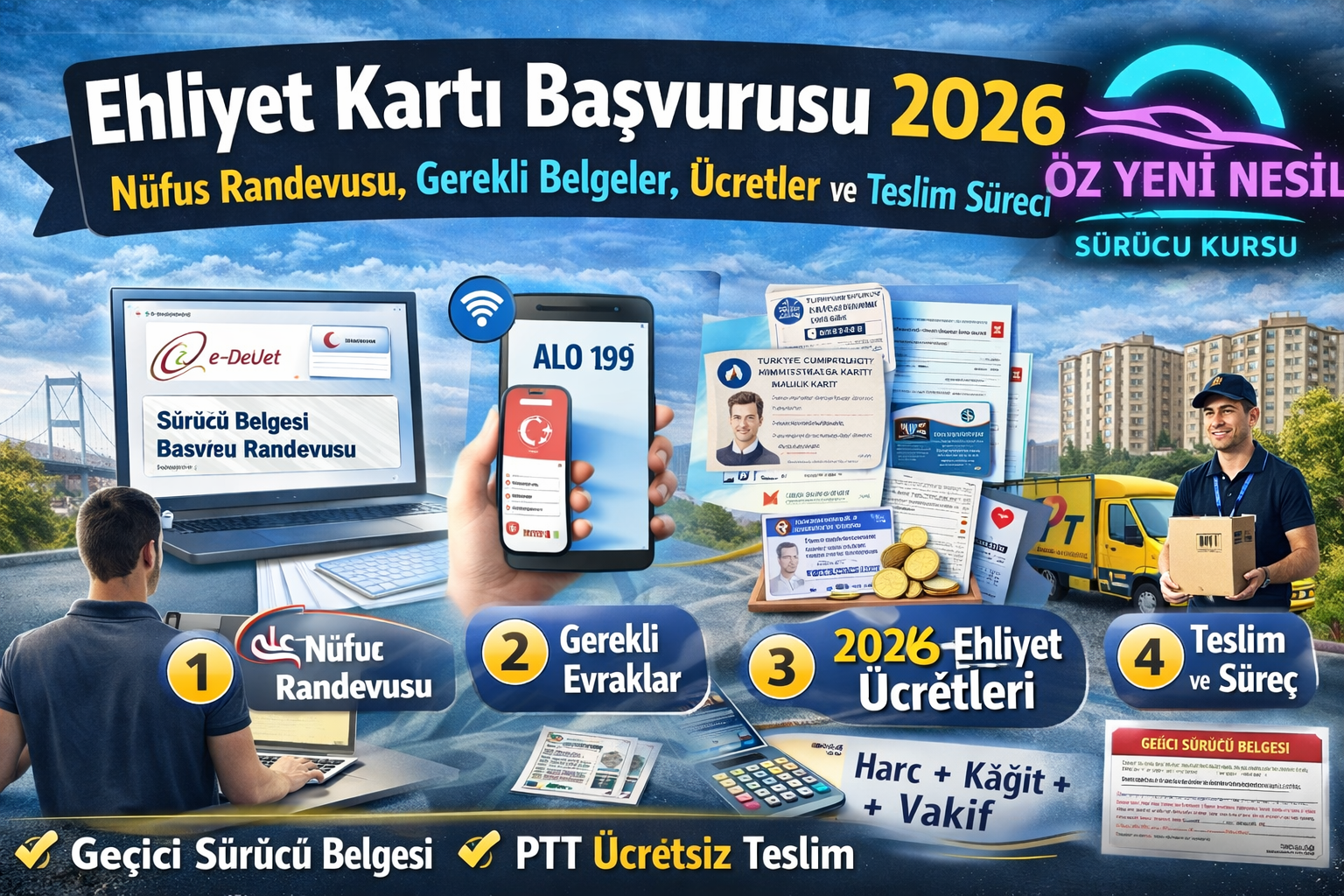 Ehliyet Kartı Başvurusu 2026: Nüfus Randevusu, Gerekli Belgeler, Ücretler ve Teslim Süreci (İstanbul Usulü)