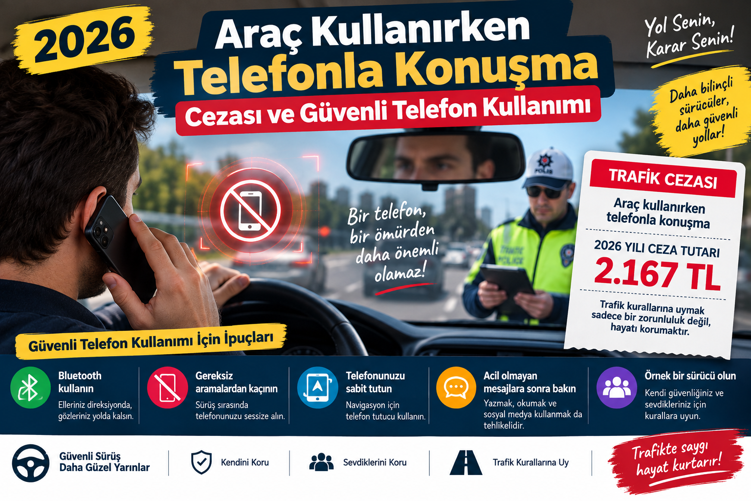 2026 Araç Kullanırken Telefonla Konuşma Cezası ve Güvenli Telefon Kullanımı